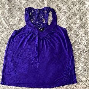 Express size M v neck purple crochet tank top